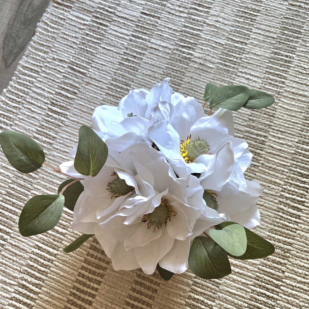 Chic White Faux Floral Arrangement with Greenery - Picture 2 of 5